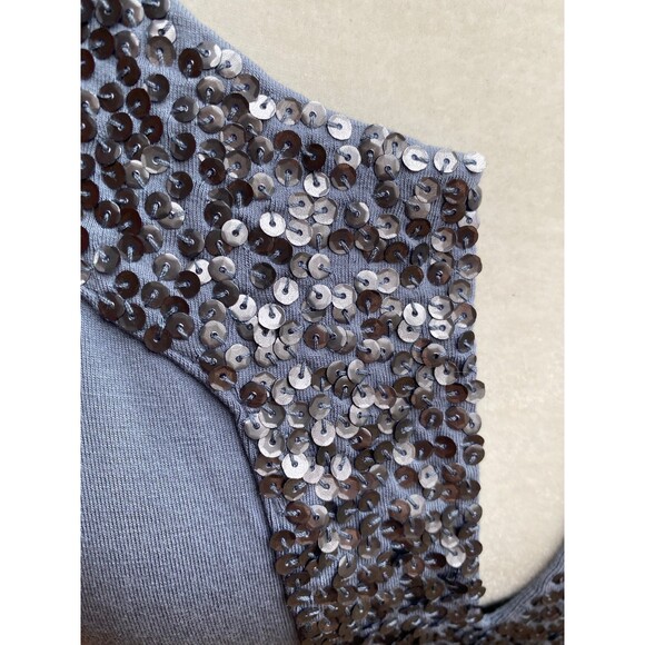 Boden Dusty Blue Gray Sequin V-Neck Top Size 8 M NWT Party Evening Date Night - Picture 5 of 8